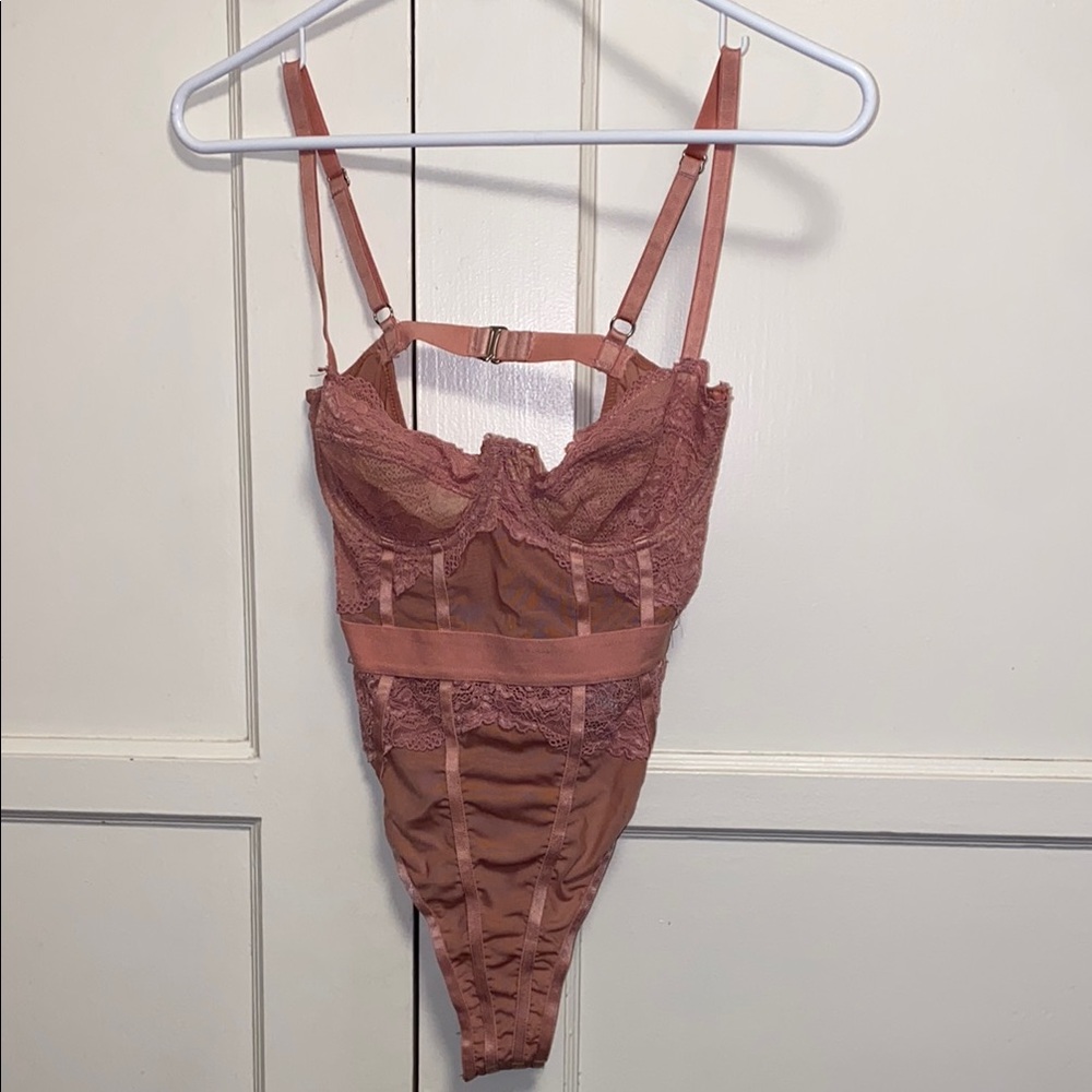 ASOS 32C Rusty Terracotta Bodysuit with Plunging Neckline and Adjustable Straps